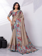 Printed Satin Tussar Saree