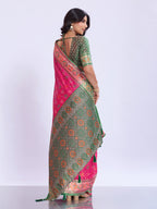 Ikat Patola Art Silk Saree with Zari Border