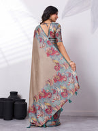 Printed Satin Tussar Saree