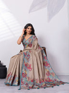 Printed Satin Tussar Saree