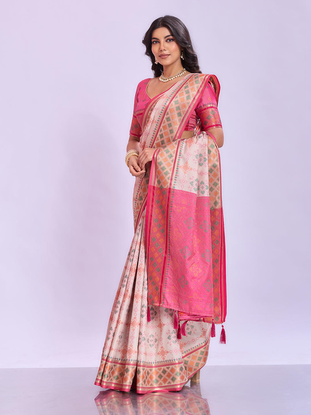 Ikat Patola Art Silk Saree