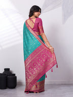 Ikat Patola Art Silk Saree with Zari Border