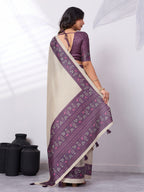 Satin Tussar Saree with Embroidery-Style Digital Print