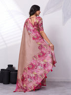 Floral Digital Printed Satin Tussar Saree
