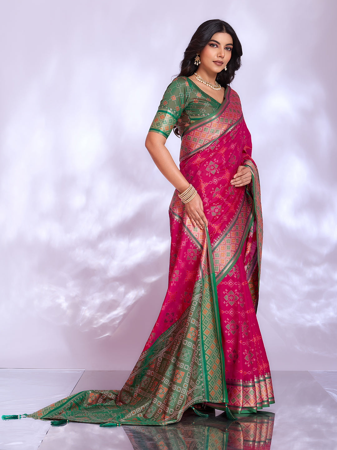 Ikat Patola Art Silk Saree