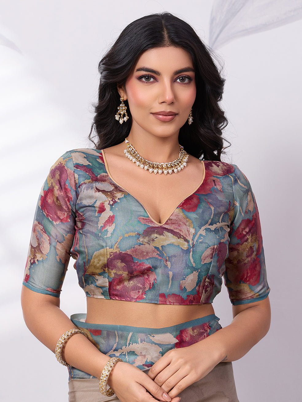Printed Satin Tussar Saree Secondary image