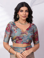 Printed Satin Tussar Saree