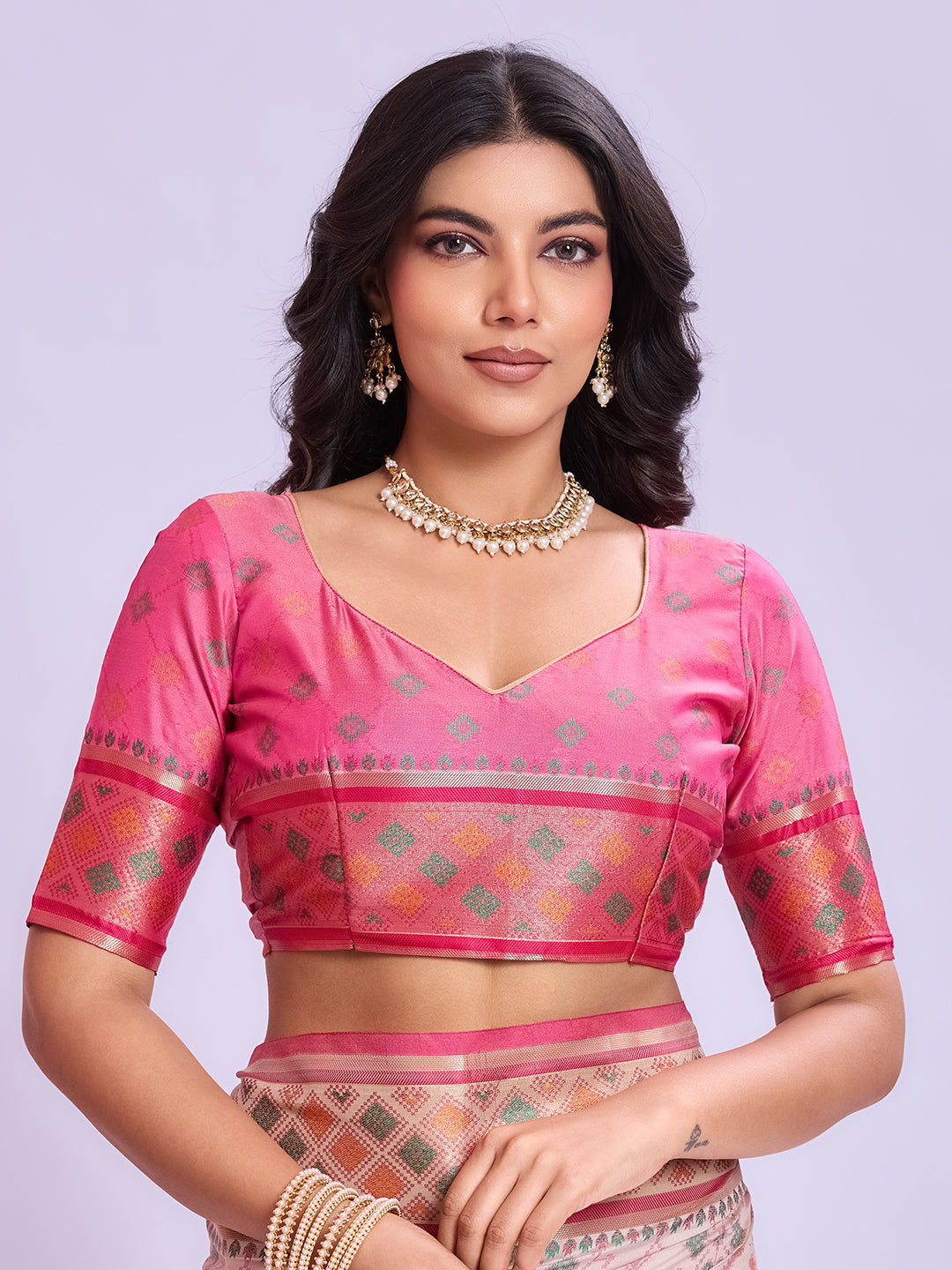 Ikat Patola Art Silk Saree Secondary image