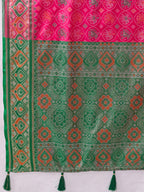 Ikat Patola Art Silk Saree with Zari Border