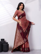 Banarasi Soft Silk Saree with Contrast Zari Border