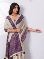 Satin Tussar Saree with Embroidery-Style Digital Print