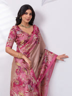 Floral Digital Printed Satin Tussar Saree