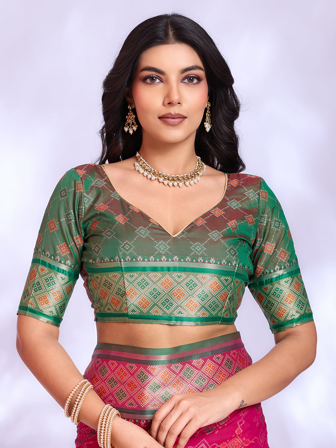Ikat Patola Art Silk Saree