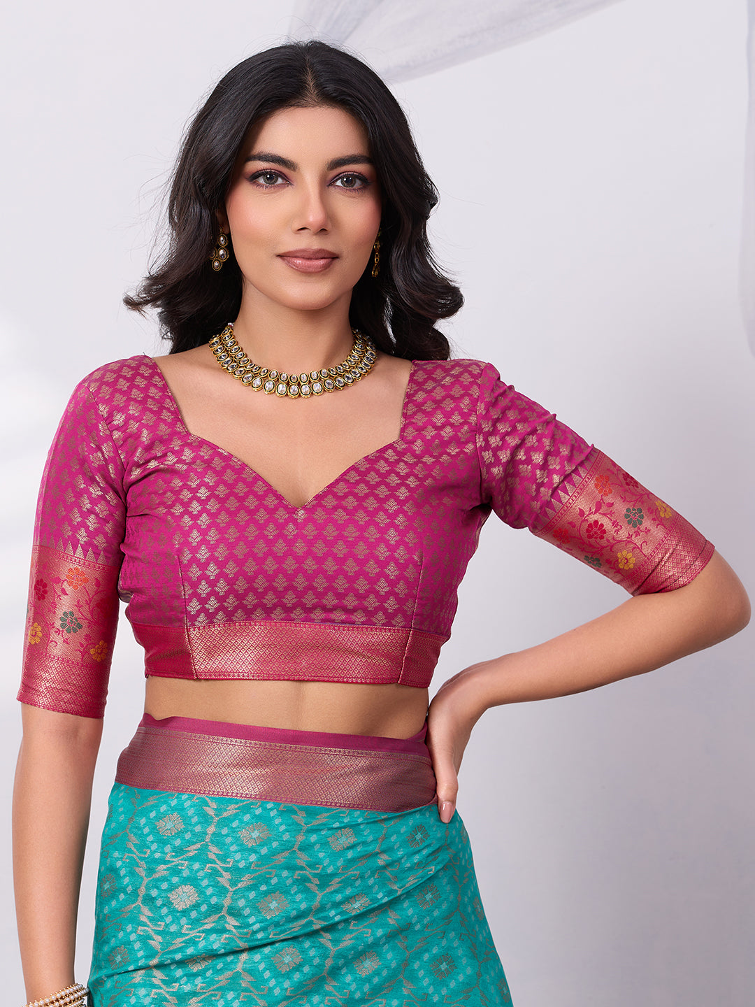 Ikat Patola Art Silk Saree with Zari Border