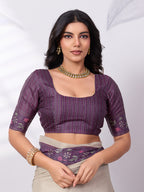 Satin Tussar Saree with Embroidery-Style Digital Print