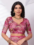 Floral Digital Printed Satin Tussar Saree