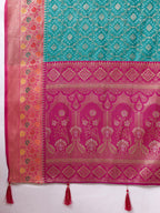 Ikat Patola Art Silk Saree with Zari Border
