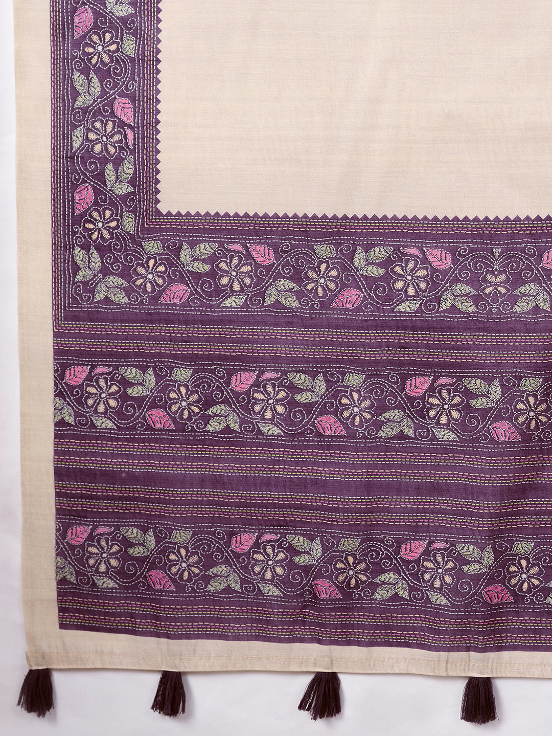 Satin Tussar Saree with Embroidery-Style Digital Print