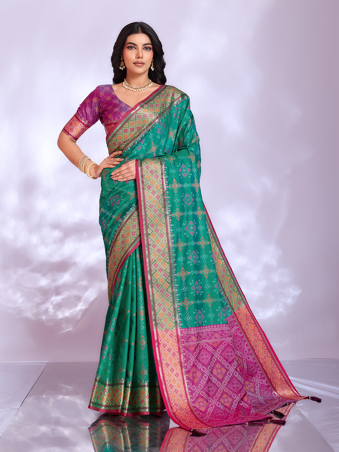 Ikat Patola Art Silk Saree
