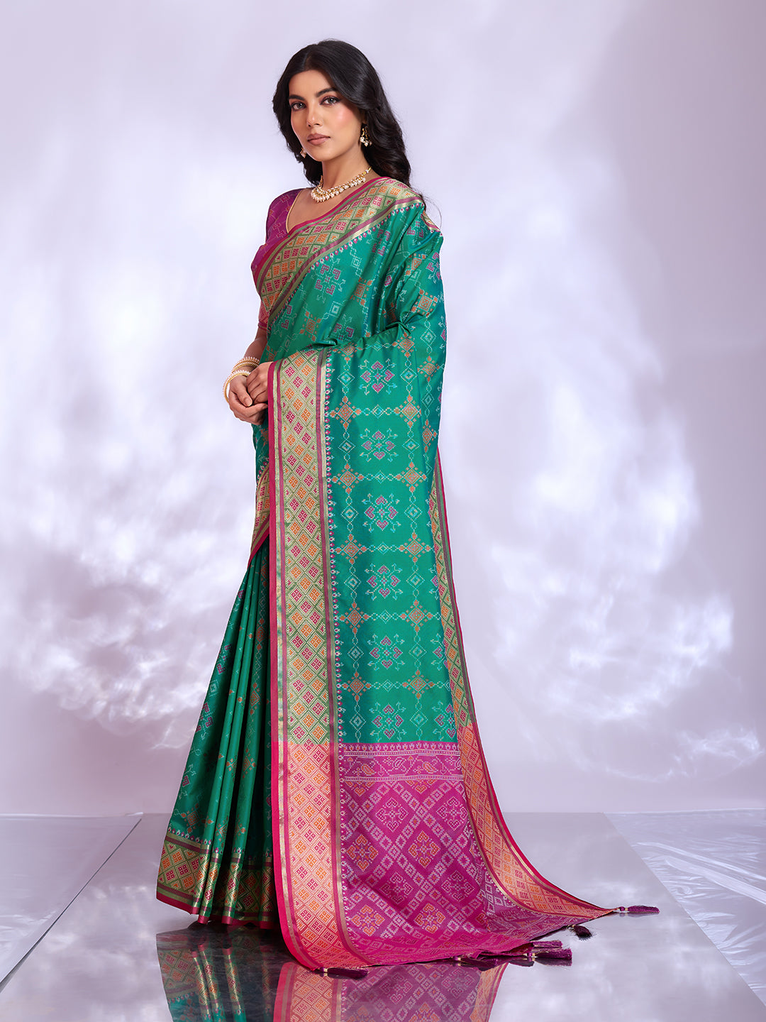 Ikat Patola Art Silk Saree