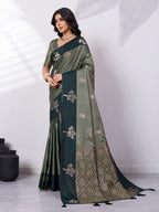 Banarasi Soft Silk Saree with Contrast Zari Border