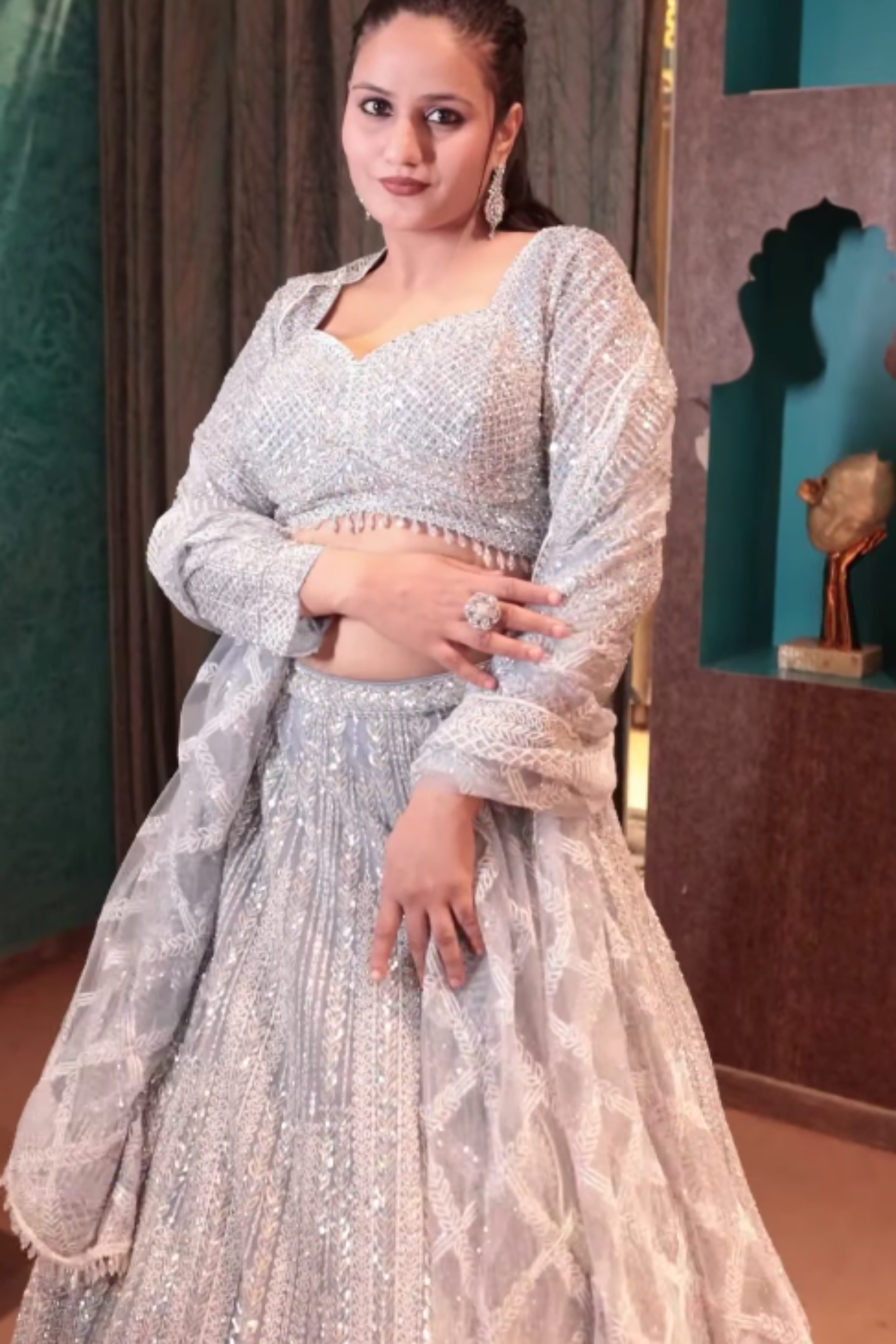 Ethereal Icy Blue Lehenga Main image