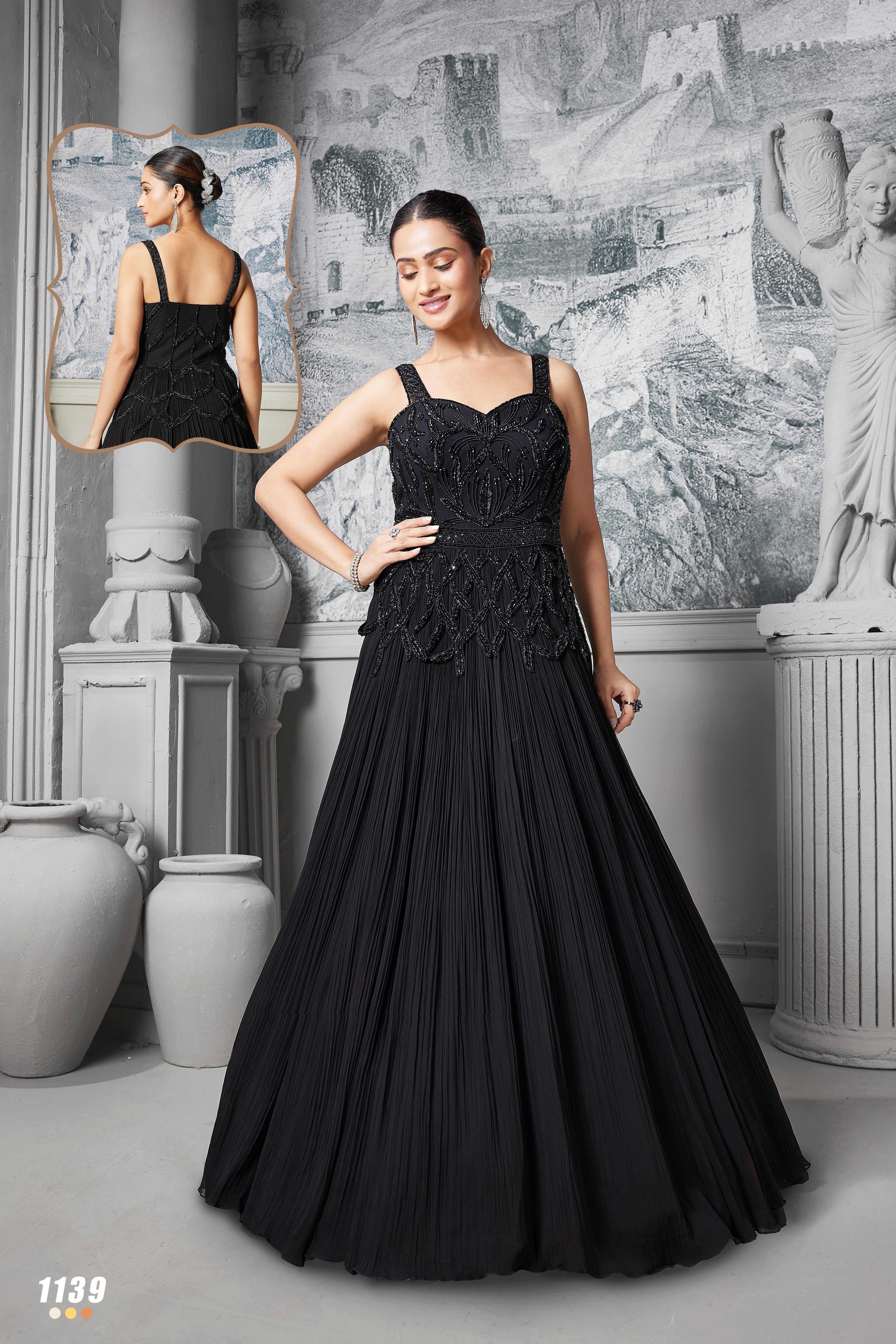 Monochromatic Hand-Embellished Gown