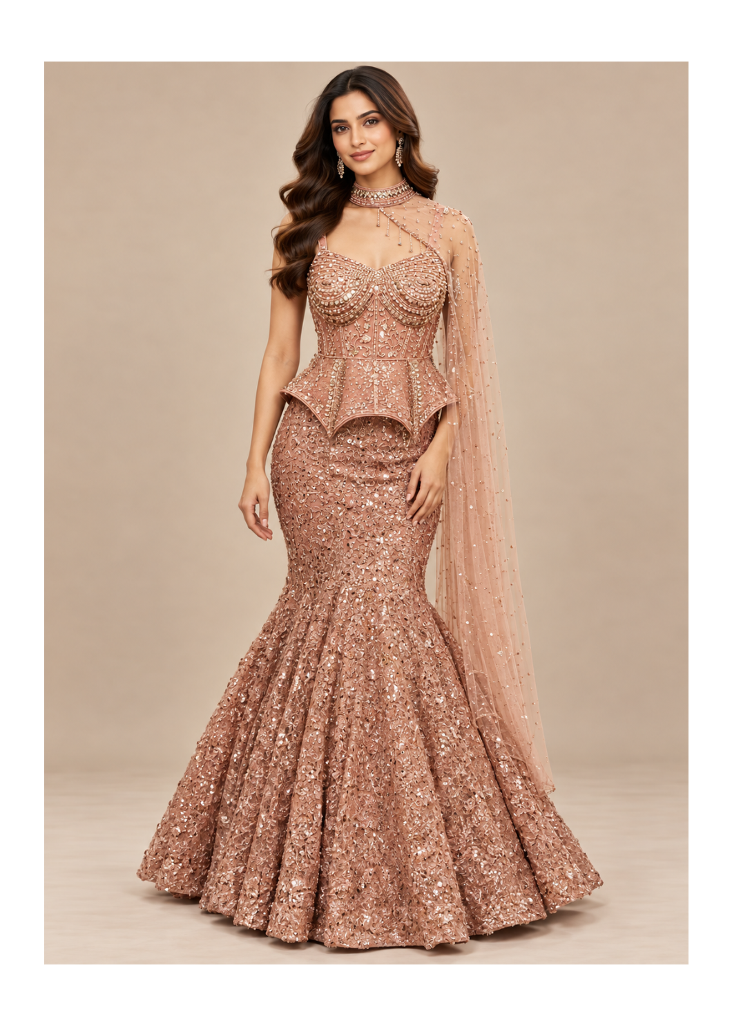Rose Brown Sequin Mermaid Gown Main image