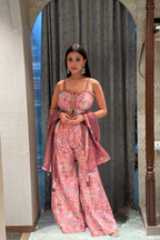 Vibrant Floral Print Pants with Crop Top (3476 M-108)