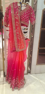 Pink Ombre Saree with Floral Embroidery (V-12692 B-24