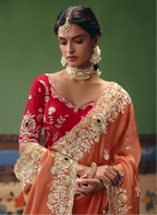 Ethereal Peach Silk Saree
