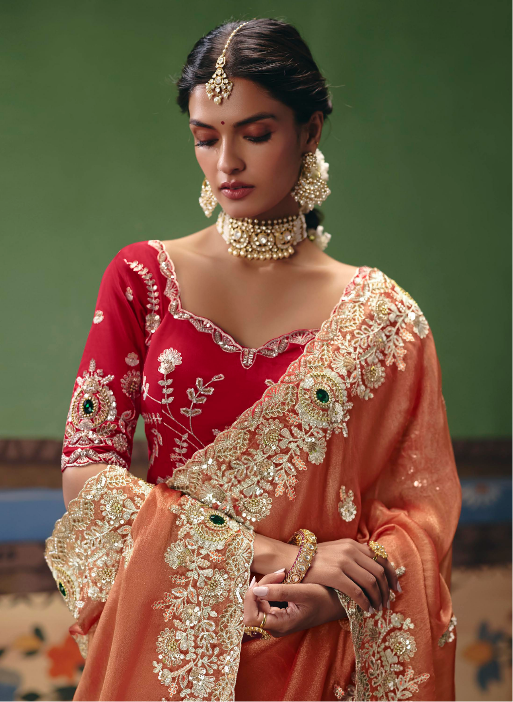 Ethereal Peach Silk Saree