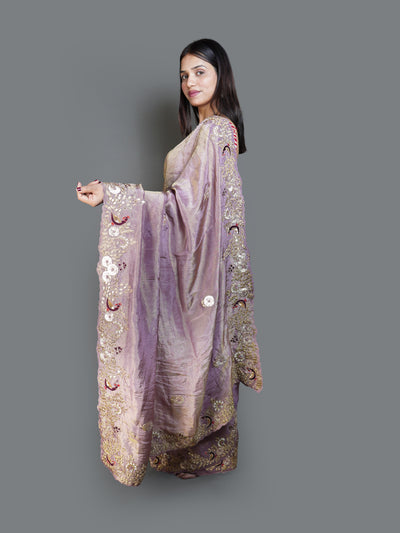 Dusty Lavender Saree with Gold Sequined Scalloped Border (KK-5029 B-129)