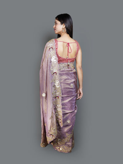 Dusty Lavender Saree with Gold Sequined Scalloped Border (KK-5029 B-129)