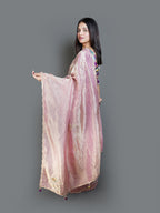 Soft Pink Shimmer Saree with Floral Blouse (14571A B-98)