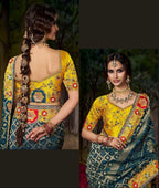 Exquisite Teal and Yellow Bandhani Saree