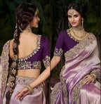 Radiant Lavender Silk Designer Saree