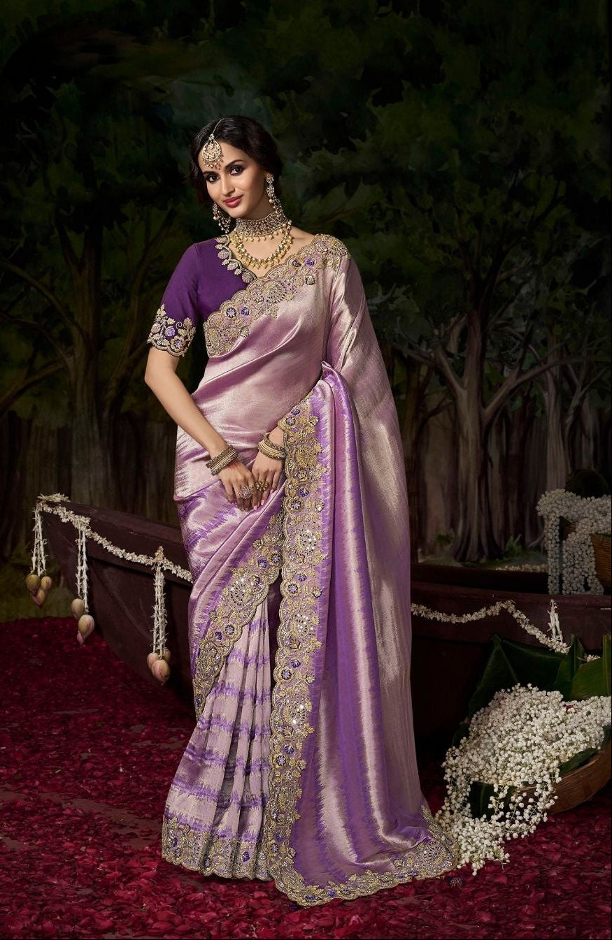 Radiant Lavender Silk Designer Saree