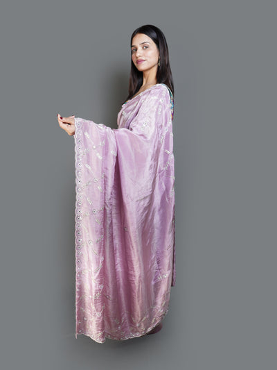Ethereal Lavender Saree with Silver Sequined Scalloped Border (14229 B-98)
