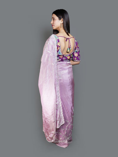 Ethereal Lavender Saree with Silver Sequined Scalloped Border (14229 B-98)