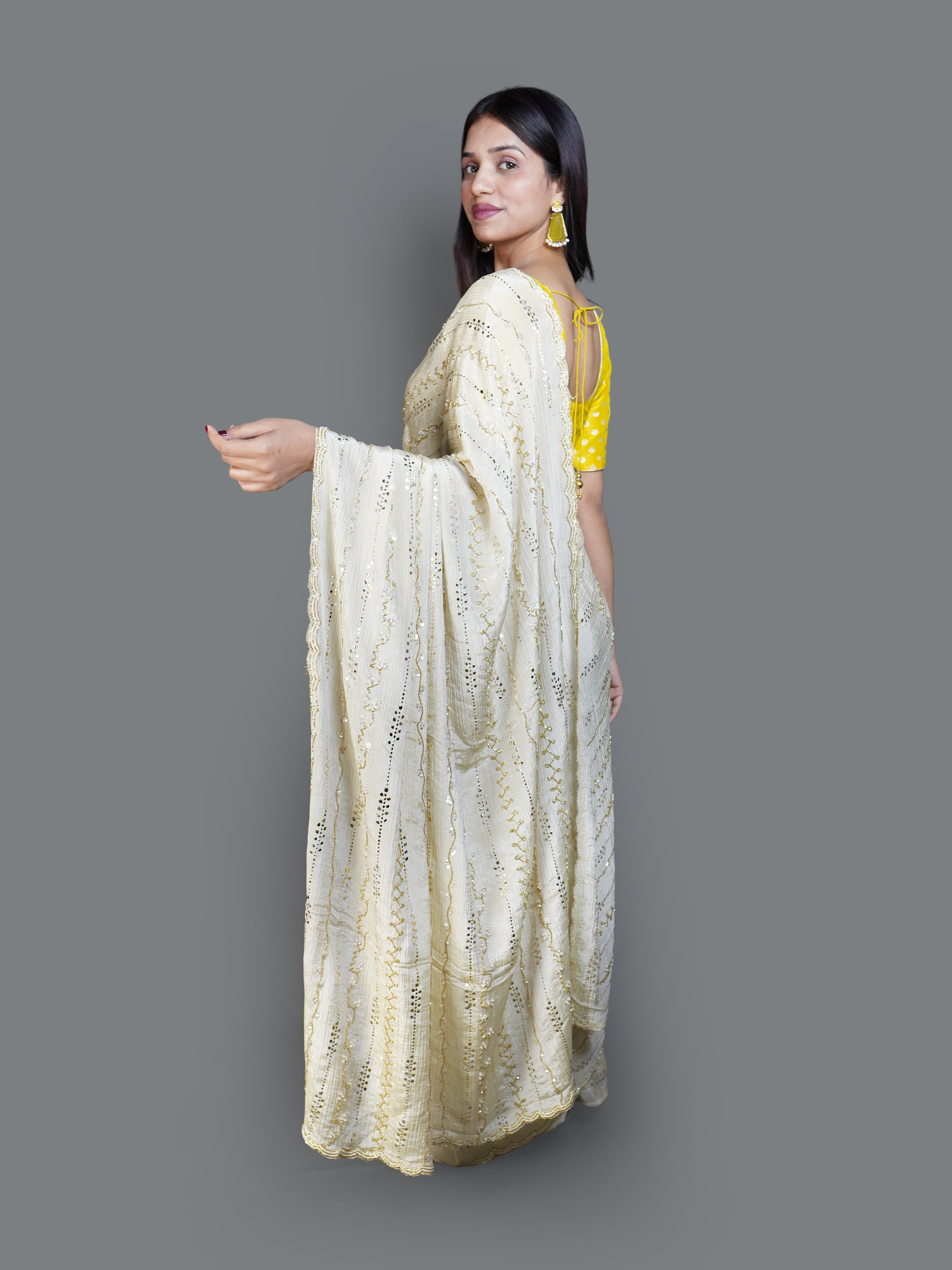 Shimmering Pista Saree with Pastel Embroidered (14640 B-98) Secondary image