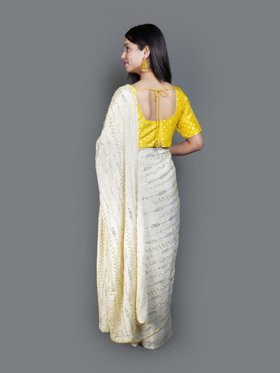 Shimmering Pista Saree with Pastel Embroidered (14640 B-98)