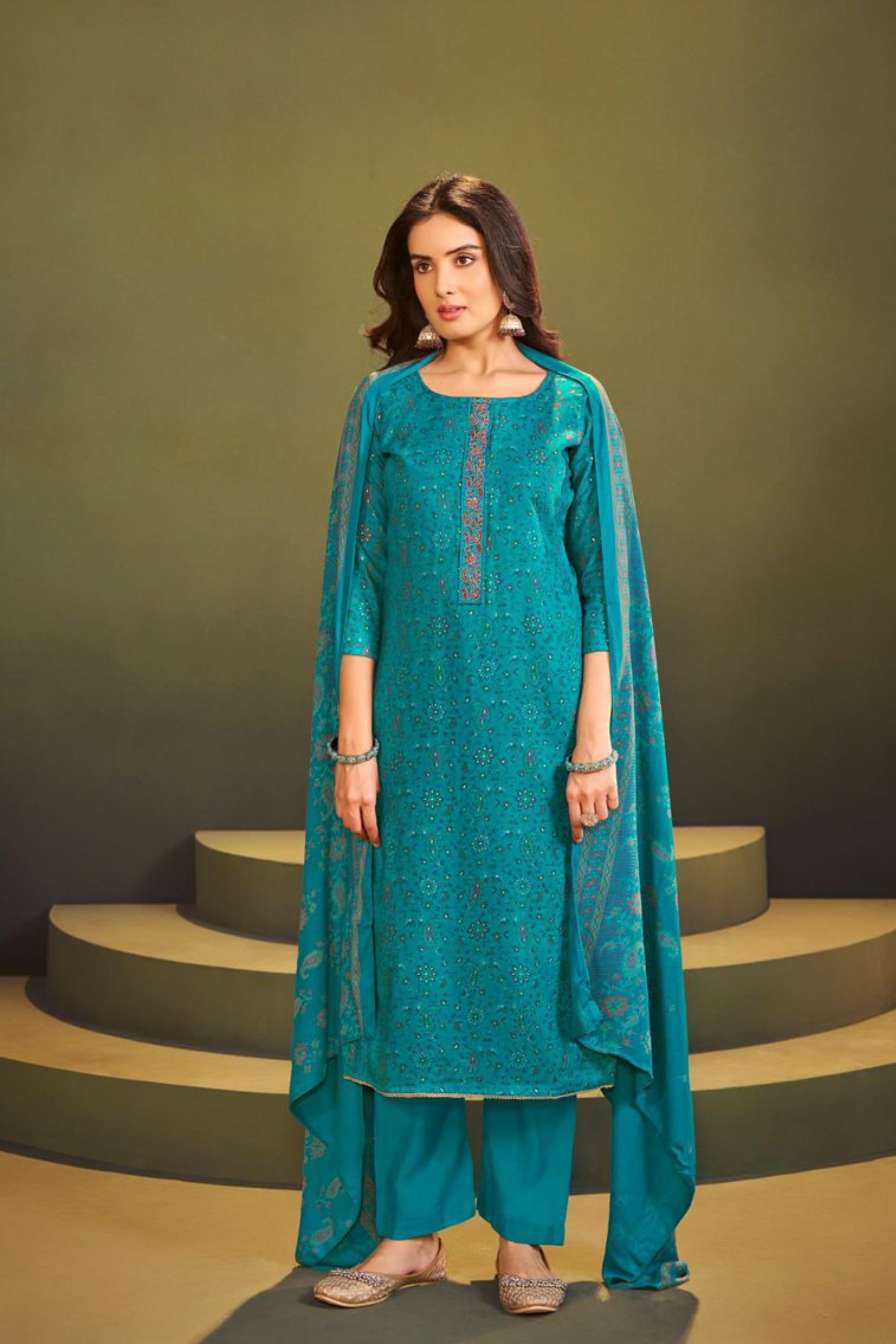 SUNRISE 'Safar Winter' Collection: Viscose Pashmina Suits (D-39) Secondary image