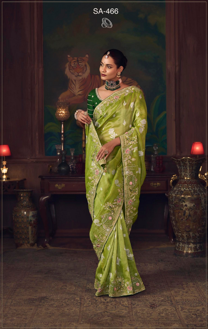 The 'Lime Forest' Saree (SA-466 GS-98) Secondary image