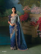 Midnight Ombre Blue silk Saree