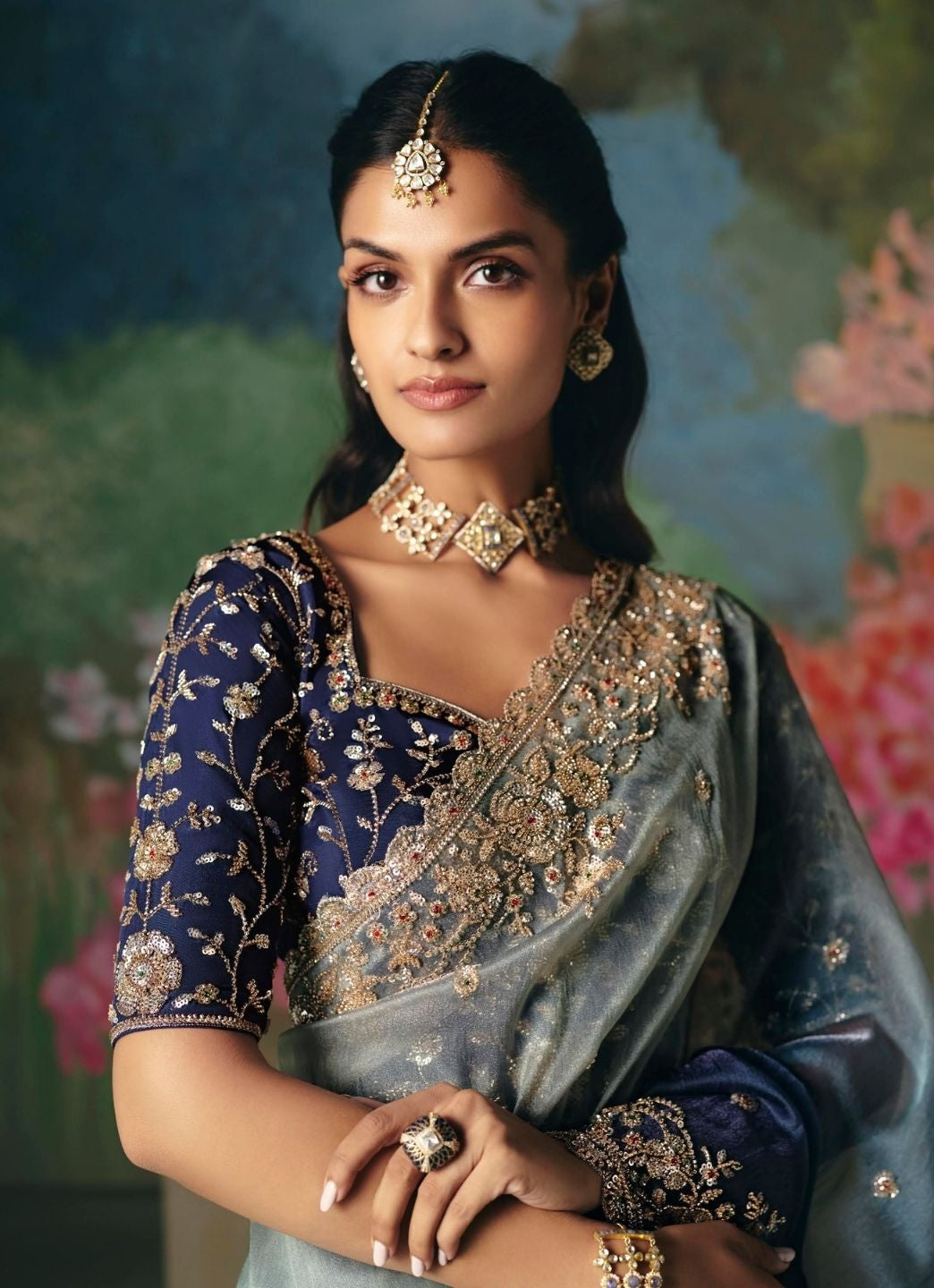 Midnight Ombre Blue silk Saree