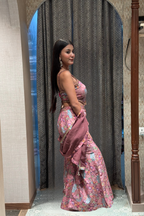 Vibrant Floral Print Pants with Crop Top (3476 M-108)