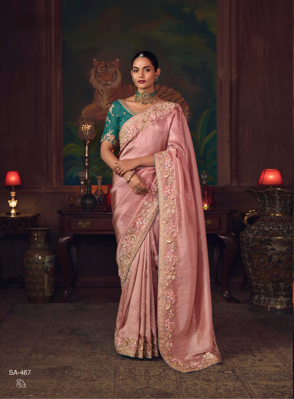 The 'Rose Gold Bloom' Saree (SA-467 GS-98)