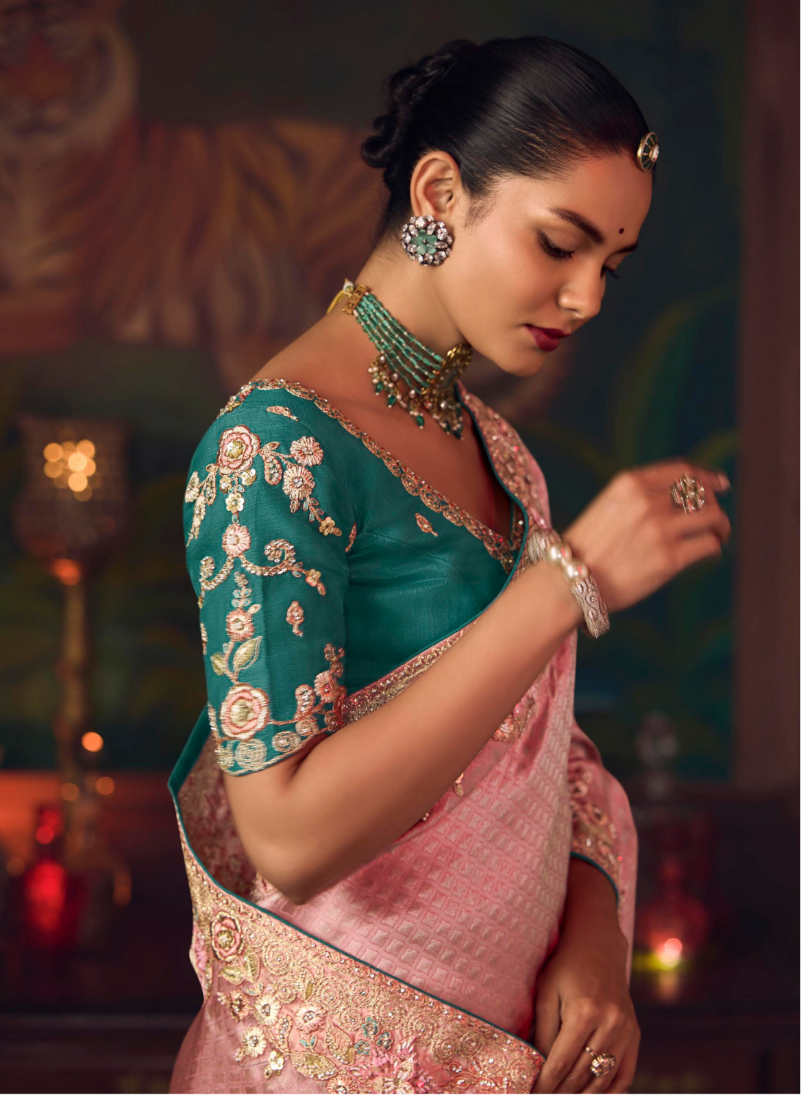 The 'Rose Gold Bloom' Saree (SA-467 GS-98)