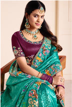 Emerald Mayur Banarasi Saree